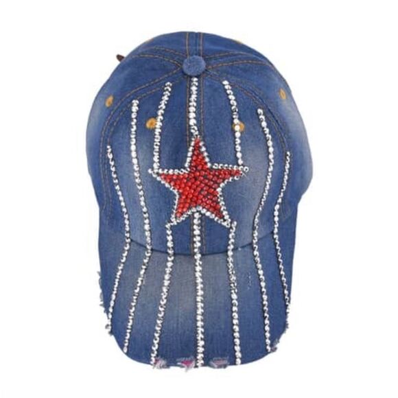 Crystal rhinestone Star Base ball Cap Hat - Picture 2 of 6
